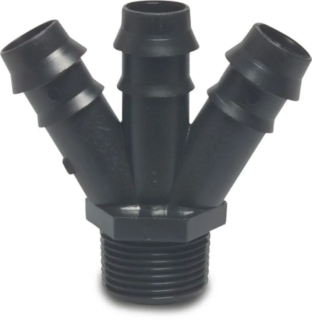 Tavlit Verbinder 3 x 16 mm x 3/4" AG, 3 faxh Y-Stück 16 mm x 3/4" AG